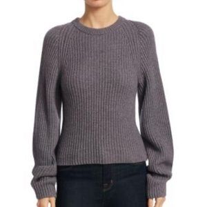Theory Sculpted-Sleeve Crewneck Merino Sweater
